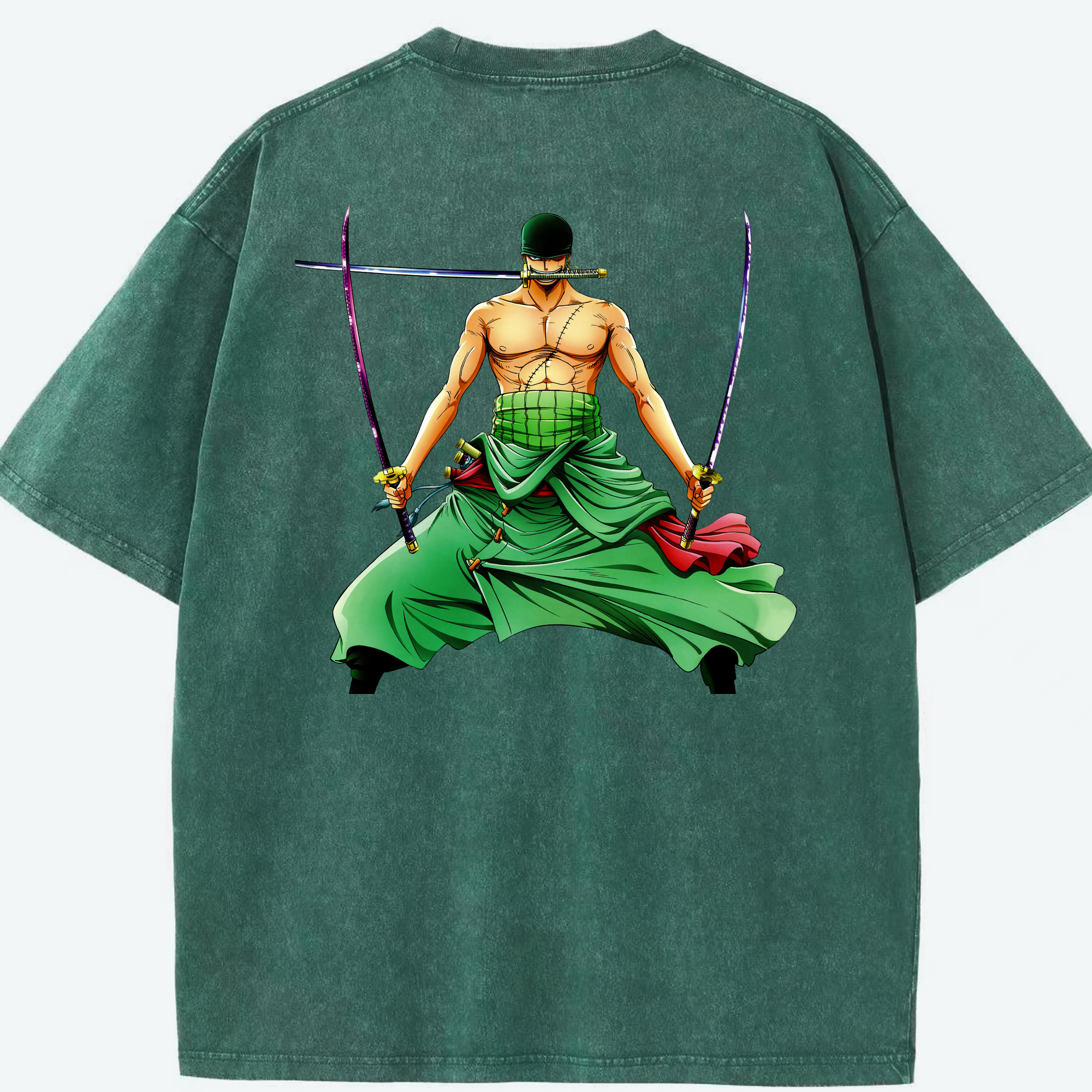 （画像用） ワンピース ロロノア・ゾロ ONE PIECE Roronoa Zoro 綿100% ヴィンテージ風 半袖Tシャツ（背面プリント）